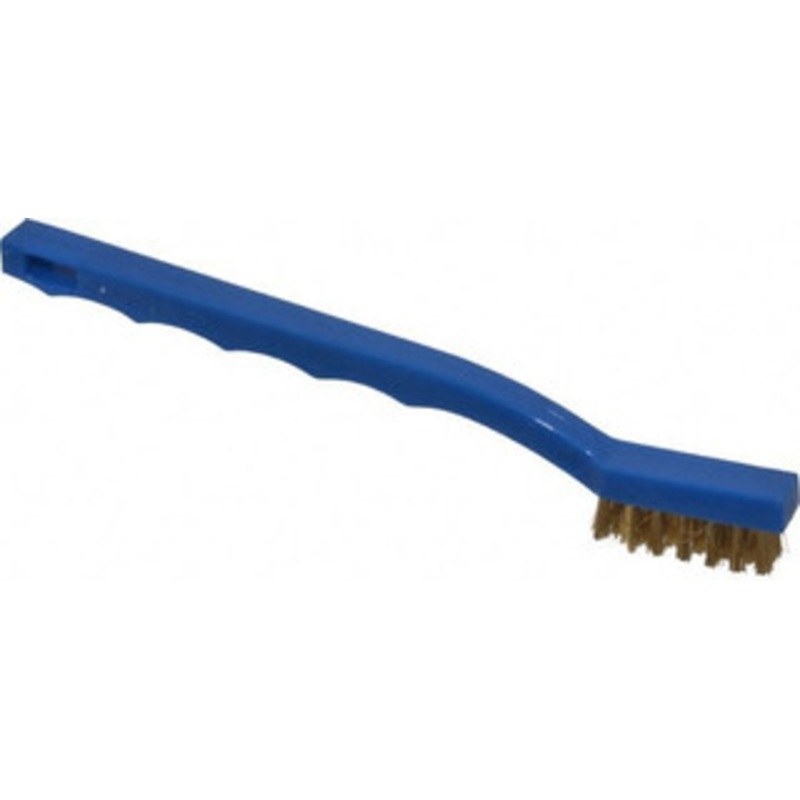 Osborn 3 Rows x 7 Columns Brass Scratch Brush 3/8 Brush Length, 7-1/4 OAL, 7/16 Trim Length, Plastic Toothbrush Handle 0008311200 – 53519567