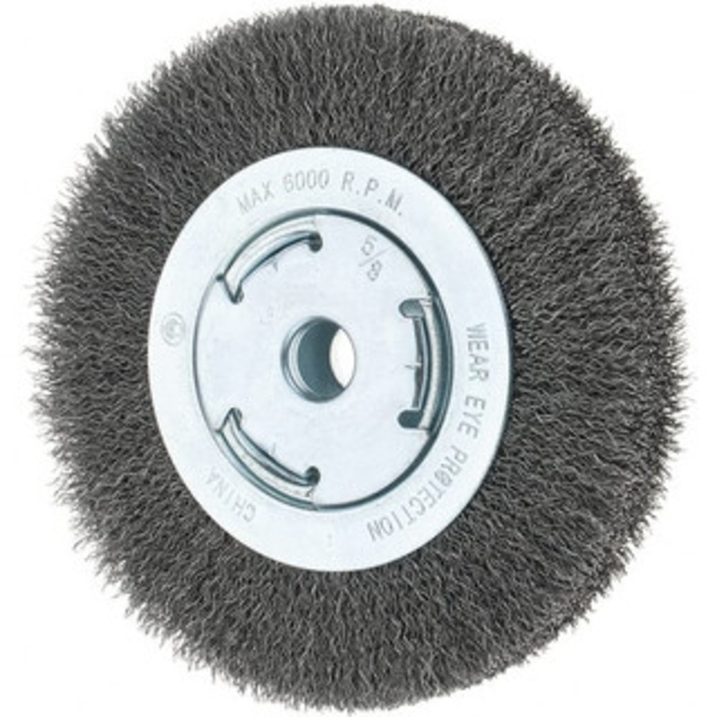 Tru-Maxx 6 OD, 5/8-11 Arbor Hole, Crimped Steel Wheel Brush 7/8 Face Width, 1-1/8 Trim Length, 0.014 Filament Diam, 6,000 RPM 88503 – 32247058