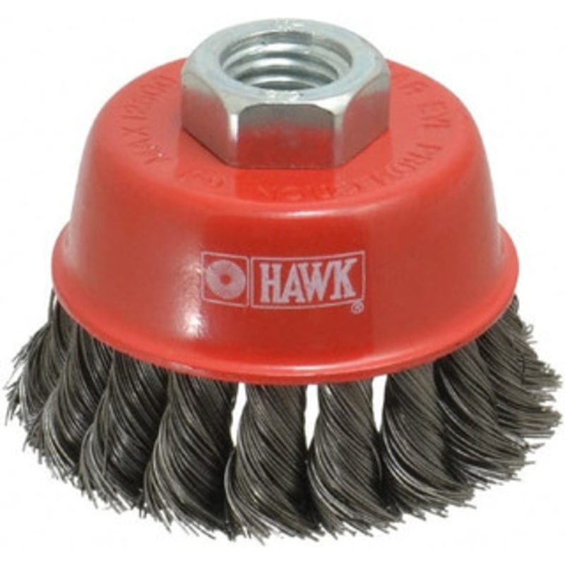 Value Collection 2-5/8 Diam 5/8-11 Threaded Arbor Steel Fill Cup Brush Knotted Wire, 0.0137 Wire Diam, 12,500 Max RPM S04185609 – 04185609