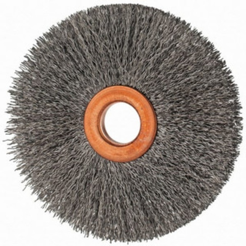 Value Collection 3 OD, 1/2 Arbor Hole, Crimped Steel Wheel Brush 3/8 Face Width, 1 Trim Length, 0.007 Filament Diam, 15,000 RPM S00651711 – 00651711