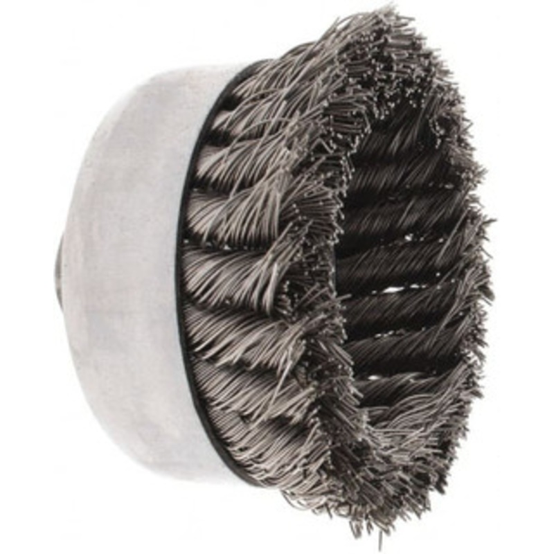 Value Collection 4 Diam Stainless Steel Fill Cup Brush Knotted Wire, 0.023 Wire Diam, 1-1/4 Trim, 9,000 Max RPM BD-B10374 – 43570795