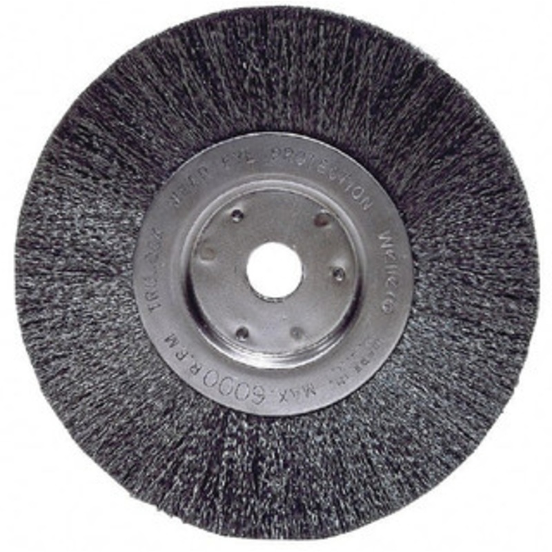 Weiler Abrasives 4 OD, M10x1.25 Arbor Hole, Crimped Steel Wheel Brush 1/2 Face Width, 7/8 Trim Length, 0.014 Filament Diam, 14,000 RPM 93610 – 03596814