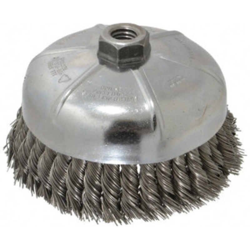 Weiler Abrasives 6 Diam 5/8-11 Threaded Arbor Steel Fill Cup Brush Knotted Wire, 0.023 Wire Diam, 1-3/8 Trim, 6,600 Max RPM 94704 – 03598042