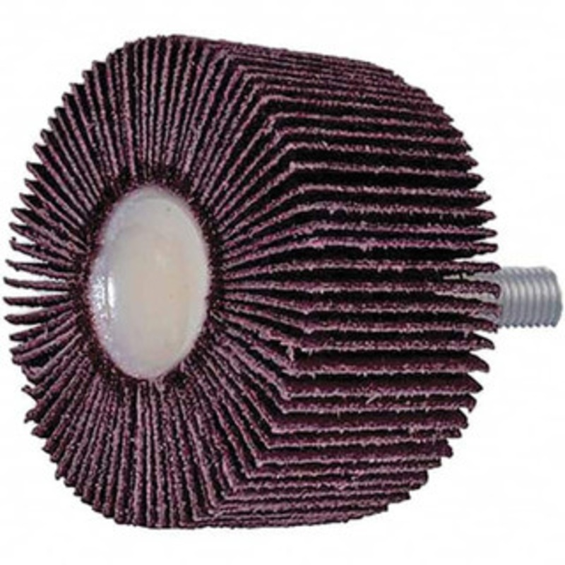 3M 1 Diam x 1 Face Width, Coarse Aluminum Oxide Coated Mounted Flap Wheel 1/4-20 Threaded Mount, 40 Grit, X Weighted Cloth Backing, 25,000 Max RPM 7010326216 – 09289034