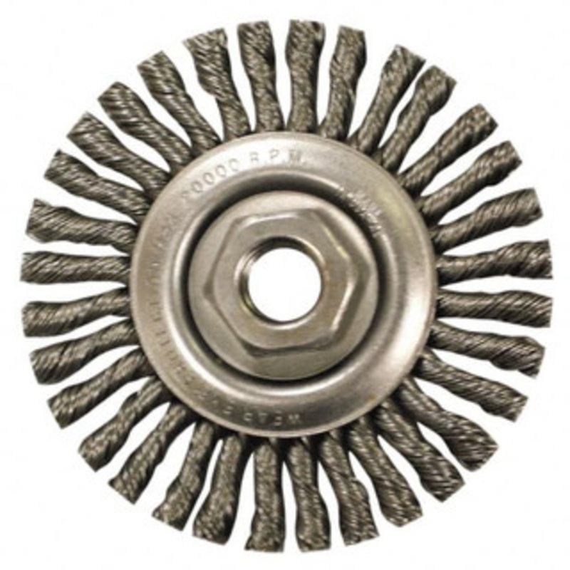 Anderson Products 4 OD, M14x2.00 Arbor Hole, Knotted Steel Wheel Brush 1/4 Face Width, 7/8 Trim Length, 0.02 Filament Diam, 20,000 RPM 11130 – 00354464
