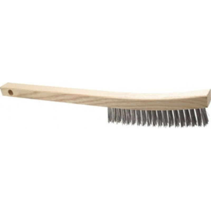 Made in USA 3 Rows x 19 Columns Wire Scratch Brush 6-1/4 Brush Length, 13-3/4 OAL, 1-1/8 Trim Length, Wood Toothbrush Handle E193-SS – 01252873