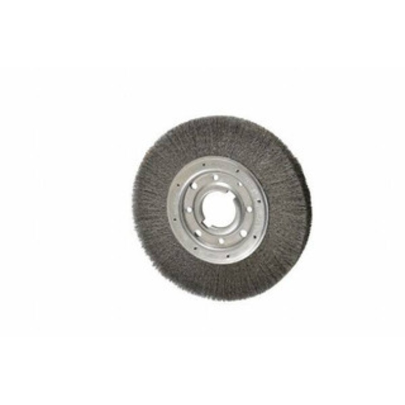 Osborn 10 OD, 2 Arbor Hole, Crimped Steel Wheel Brush 1-1/4 Face Width, 2 Trim Length, 0.008 Filament Diam, 3,600 RPM 0002243800 – 06081277