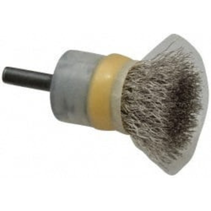 Osborn 3/4 Diam Stainless Steel Crimped End Brush 1 Trim Length, 1/4 Shank Diam, 20,000 Max RPM 0003071900 – 00126383