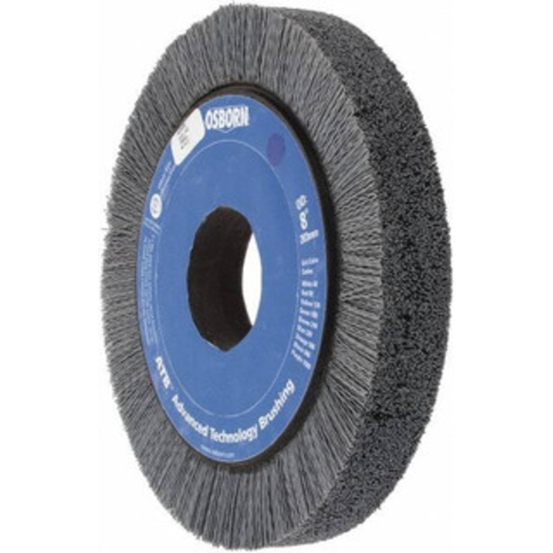 Osborn 8 OD, 2 Arbor Hole, Crimped Nylon Wheel Brush 1 Face Width, 1-1/4 Trim Length, 0.022 Filament Diam, 3,600 RPM 0004059000 – 01063684