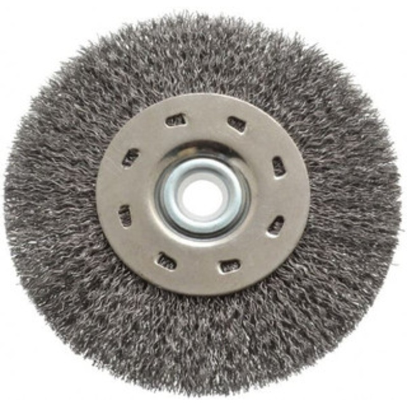 Value Collection 5 OD, 1/2 Arbor Hole, Crimped Steel Wheel Brush 1/2 Face Width, 1-15/64 Trim Length, 0.012 Filament Diam, 5,000 RPM S00651828 – 00651828