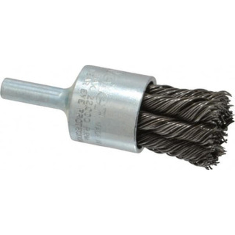Weiler Abrasives 3/4 Diam Steel Knotted End Brush 7/8 Trim Length, 1/4 Shank Diam, 22,000 Max RPM 90320 – 00462986