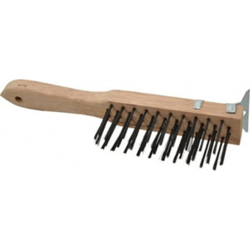 Weiler Abrasives 4 Rows x 11 Columns Steel Scratch Brush 5 Brush Length, 11-1/2 OAL, 1-5/8 Trim Length, Wood Straight Handle 25211 – 75851873