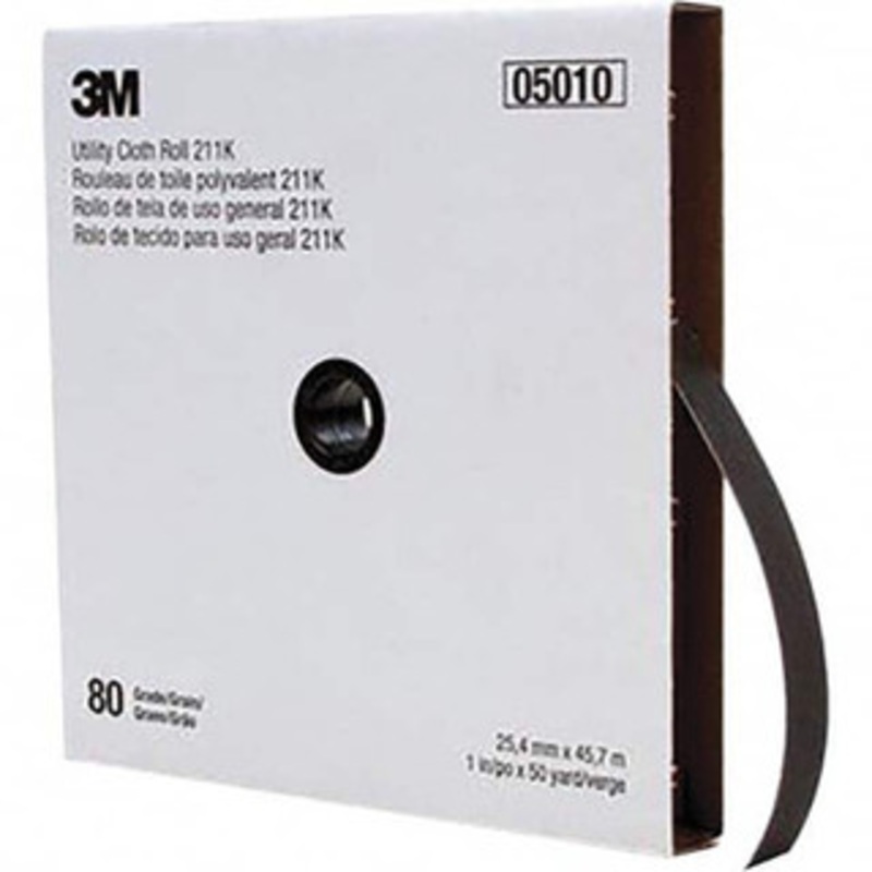 3M 1 x 50 Yd 80 Grit Aluminum Oxide Shop Roll Medium Grade, J Weighted Cloth Backing 7000118330 – 01653633
