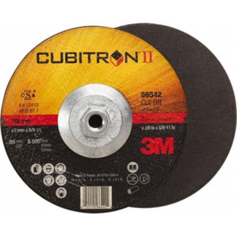 3M 60 Grit, 7 Wheel Diam, Type 27 Depressed Center Wheel Ceramic, Resinoid Bond, S Hardness, 8,500 Max RPM 7000119652 – 81679631
