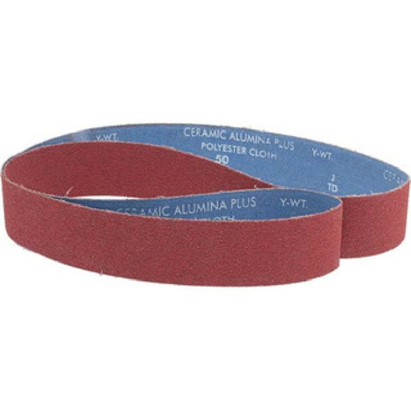 Norton 2 Wide x 60 OAL, 50 Grit, Ceramic Abrasive Belt Ceramic, Coarse, Coated, Y Weighted Cloth Backing, Series R981 78072733157 – 82104134