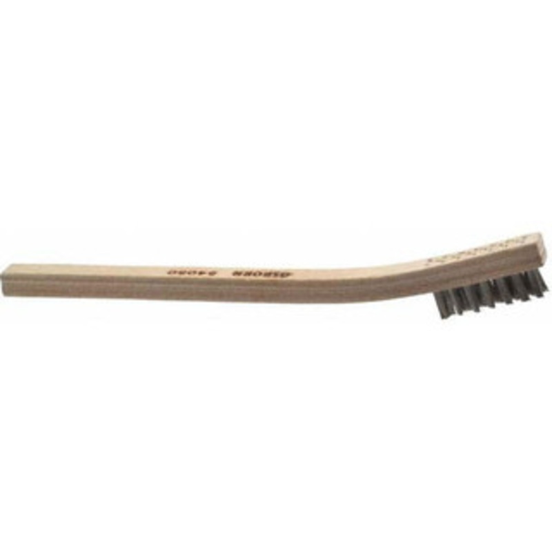 Osborn 3 Rows x 7 Columns Stainless Steel Scratch Brush 7/16 Brush Length, 7-1/2 OAL, 7/16 Trim Length, Wood Toothbrush Handle 0005405000 – 53502480