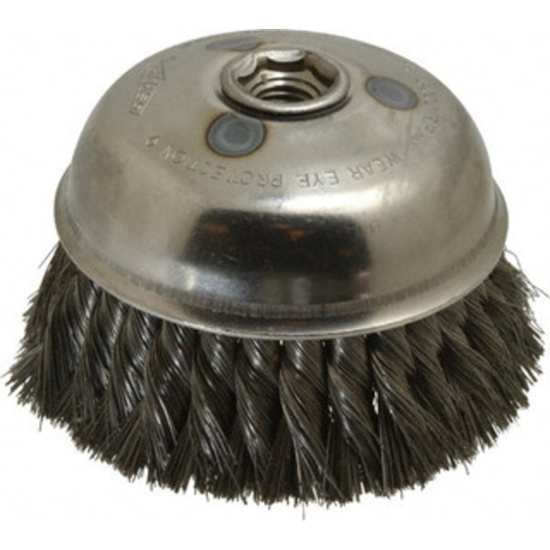 Osborn 6 Diam 5/8-11 Threaded Arbor Steel Fill Cup Brush Knotted Wire, 0.014 Wire Diam, 1-3/4 Trim, 6,000 Max RPM 0003301100 – 00221911