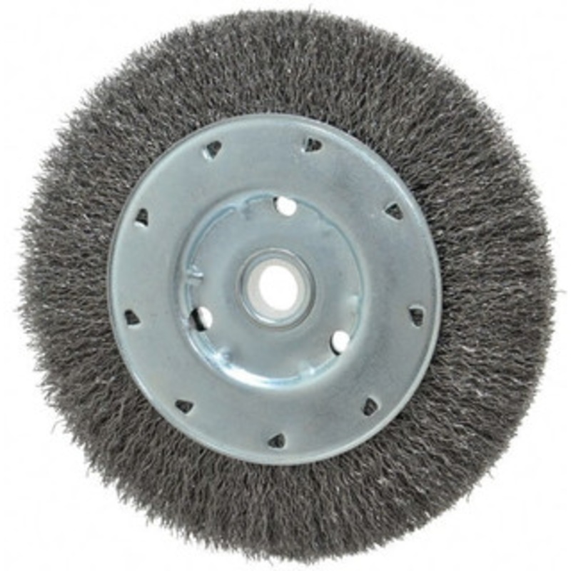 Value Collection 6 OD, 1/2 Arbor Hole, Crimped Steel Wheel Brush 1/2 Face Width, 1-15/64 Trim Length, 0.012 Filament Diam, 5,000 RPM S00651836 – 00651836