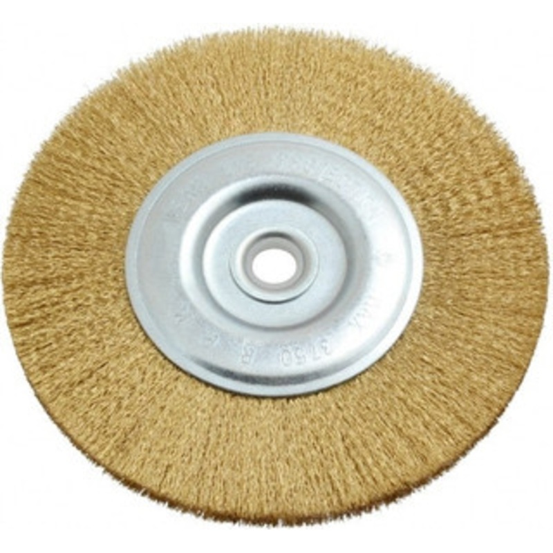 Value Collection 6 OD, 5/8 Arbor Hole, Crimped Brass-Coated Steel Wheel Brush 11/16 Face Width, 1-3/8 Trim Length, 0.012 Filament Diam, 3,750 RPM S04065157 – 04065157