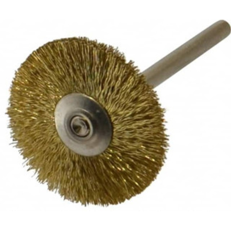 Weiler Abrasives 1 OD, 1/8 Shank Diam, Crimped Brass Wheel Brush 5/16 Trim Length, 0.005 Filament Diam, 37,000 RPM 98431 – 75852178
