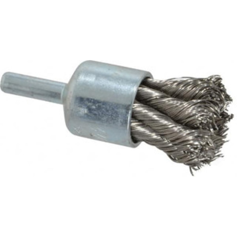 Weiler Abrasives 3/4 Diam Stainless Steel Knotted End Brush 7/8 Trim Length, 1/4 Shank Diam, 22,000 Max RPM 90321 – 00462994