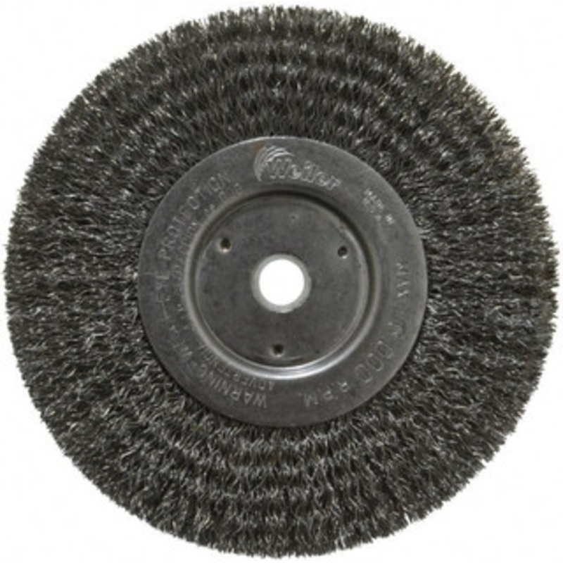 Weiler Abrasives 6 OD, 5/8 Arbor Hole, Crimped Steel Wheel Brush 3/4 Face Width, 1-7/16 Trim Length, 0.0118 Filament Diam, 6,000 RPM 93616 – 03596871