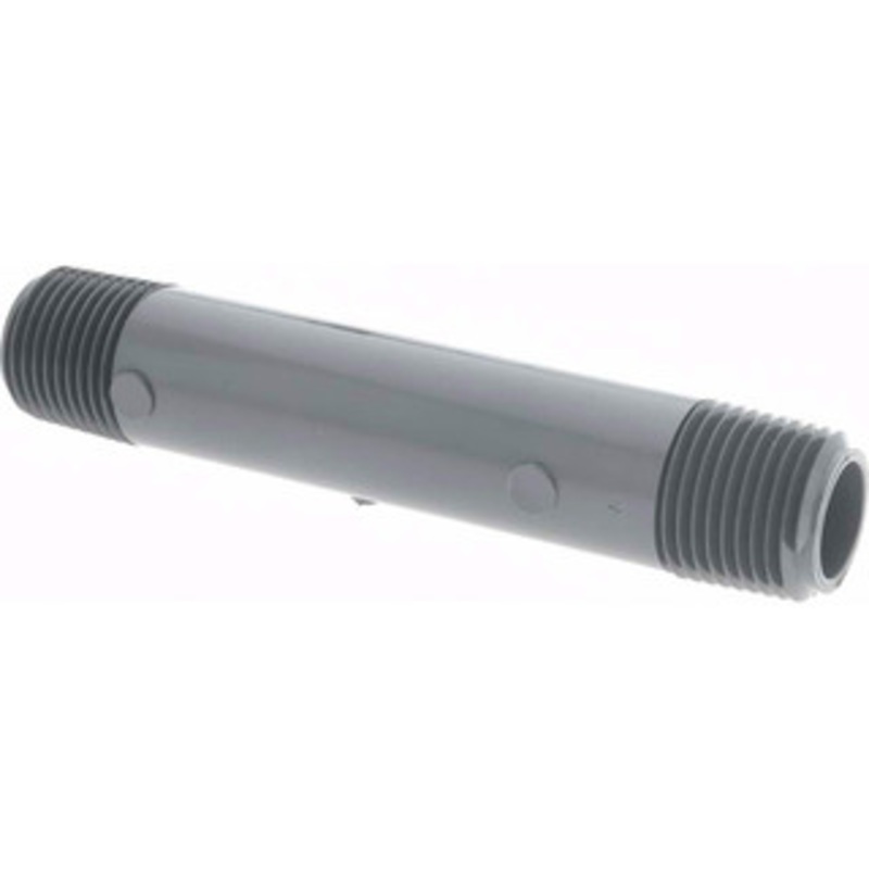 Value Collection 1/2 Pipe, 4-1/2 Long PVC Threaded Plastic Pipe Nipple Schedule 80, Gray 882-045 – 37004504