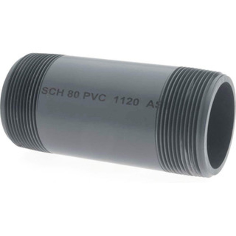 Value Collection 2 Pipe, 5 Long PVC Threaded Plastic Pipe Nipple Schedule 80, Gray 887-050 – 37005006