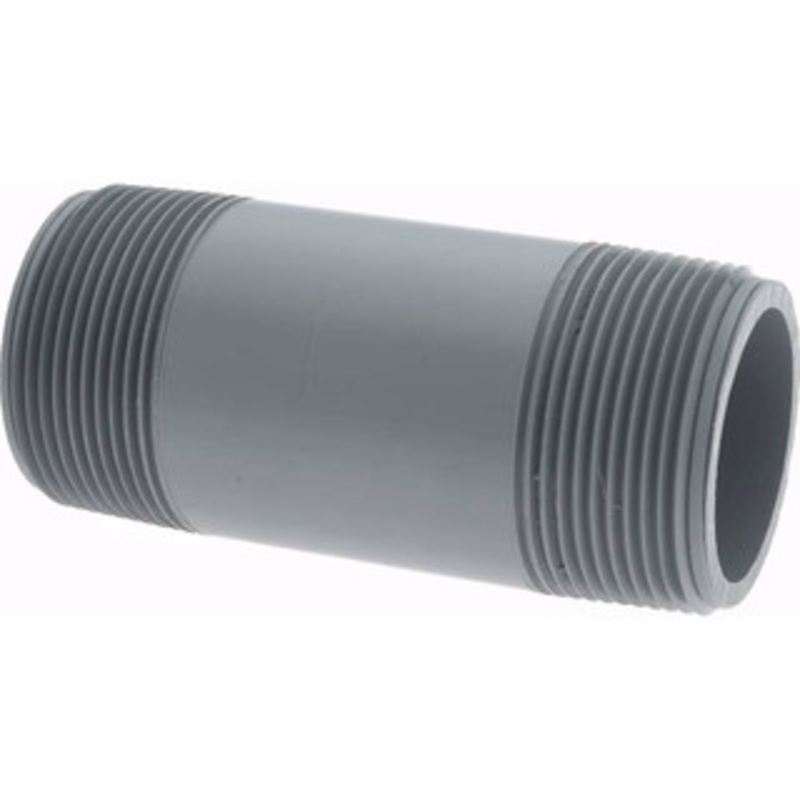 Value Collection 1-1/2 Pipe, 4 Long CPVC Threaded Plastic Pipe Nipple Schedule 80, Gray 886-040C – 37005428