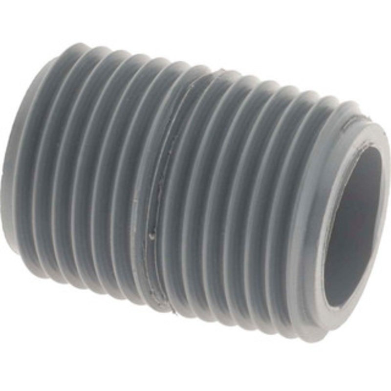 Value Collection 1/2 Pipe, 1-1/8 Long CPVC Threaded Plastic Pipe Nipple Schedule 80, Gray 882-005C – 37005170