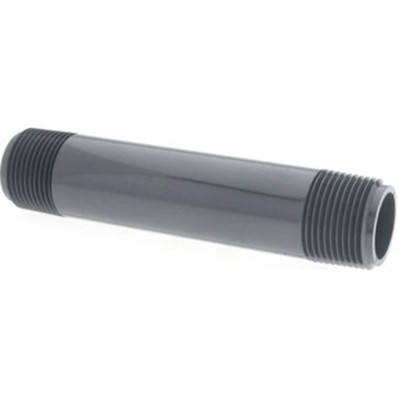 Value Collection 1 Pipe, 6 Long PVC Threaded Plastic Pipe Nipple Schedule 80, Gray 884-060 – 37004744