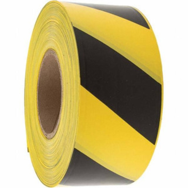 Value Collection 1,000 ft. Long x 3 Wide Roll, Polyethylene, Black & Yellow Barricade Tape BD–24288-2 – 53613931