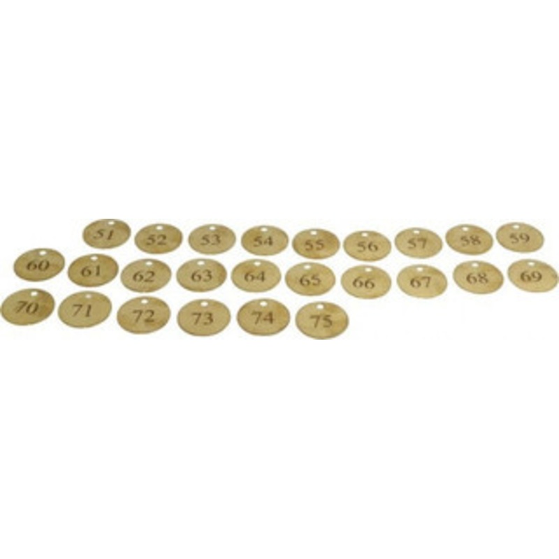 Value Collection 1-1/2 High x 1-1/2 Long, 51 to 75, English Safety & Facility Numbered Tag 1 Side, Brass 40025-36929263 – 36928430