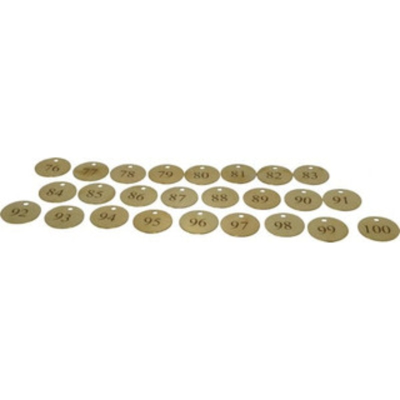 Value Collection 1-1/2 High x 1-1/2 Long, 76 to 100, English Safety & Facility Numbered Tag 1 Side, Brass 40026-36929263 – 36928448