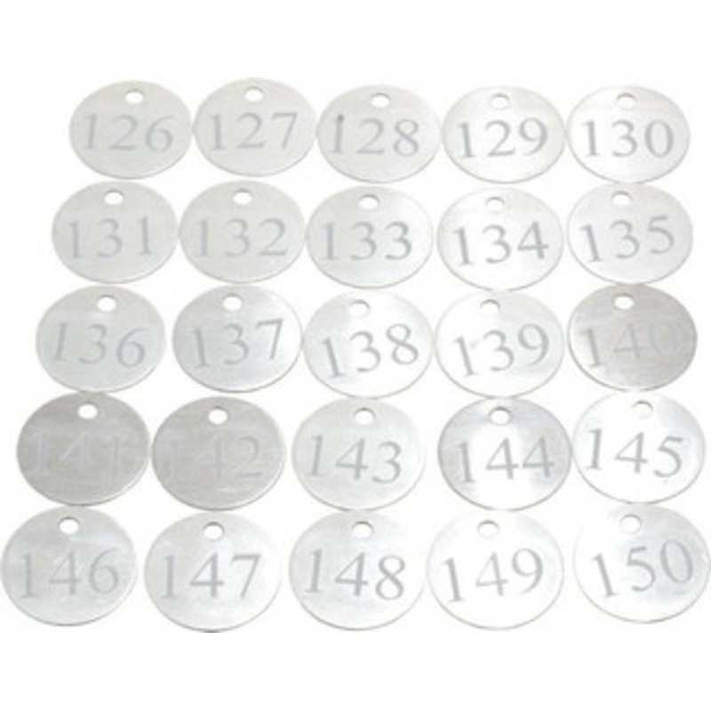 Value Collection 1-1/4 High x 1-1/4 Long, 126 to 150, English Safety & Facility Numbered Tag 1 Side, Aluminum 40038-36929479 – 36928547
