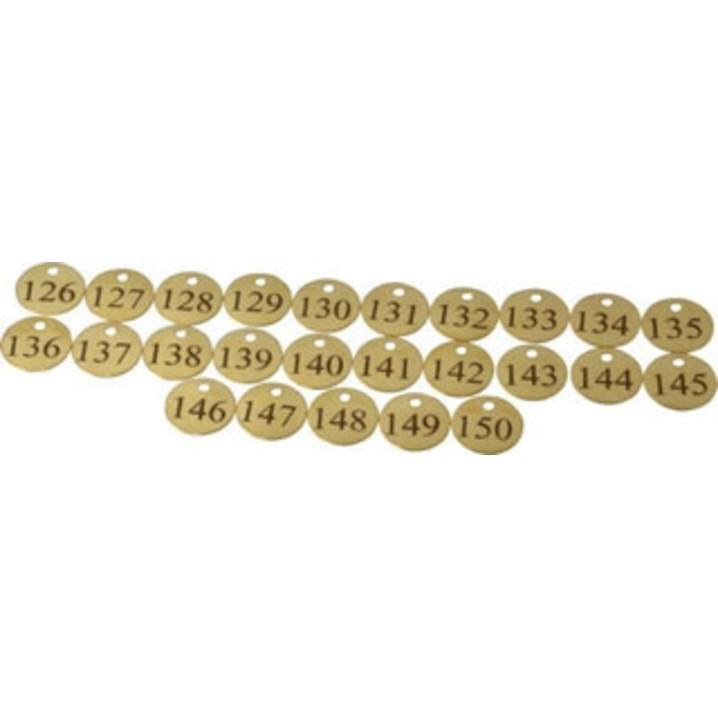 Value Collection 1-1/4 High x 1-1/4 Long, 126 to 150, English Safety & Facility Numbered Tag 1 Side, Brass 40018-36929206 – 36928380