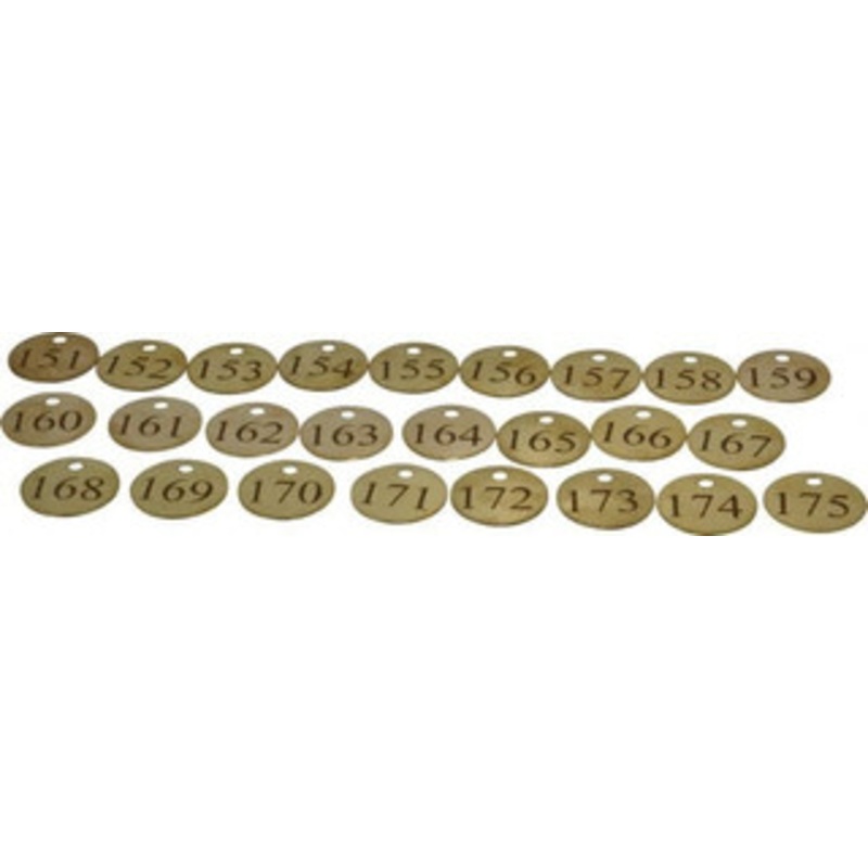 Value Collection 1-1/4 High x 1-1/4 Long, 151 to 175, English Safety & Facility Numbered Tag 1 Side, Brass 40019-36929206 – 36928398