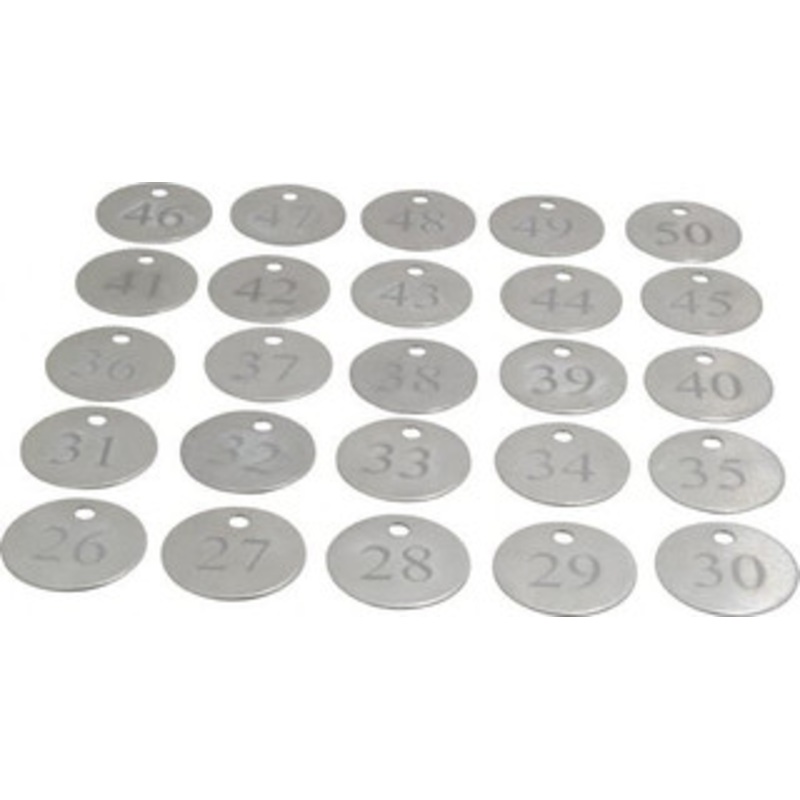 Value Collection 1-1/4 High x 1-1/4 Long, 26 to 50, English Safety & Facility Numbered Tag 1 Side, Aluminum 40034-36929479 – 36928505