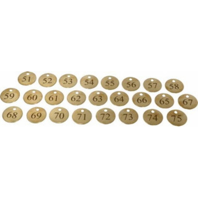 Value Collection 1-1/4 High x 1-1/4 Long, 51 to 75, English Safety & Facility Numbered Tag 1 Side, Brass 40015-36929206 – 36928356
