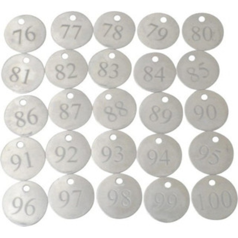 Value Collection 1-1/4 High x 1-1/4 Long, 76 to 100, English Safety & Facility Numbered Tag 1 Side, Aluminum 40036-36929479 – 36928521