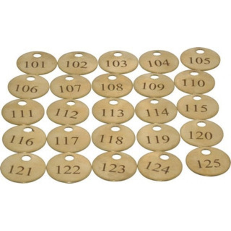 Value Collection 1 High x 1 Long, 101 to 125, English Safety & Facility Numbered Tag 1 Side, Brass 40007-36929172 – 36928299