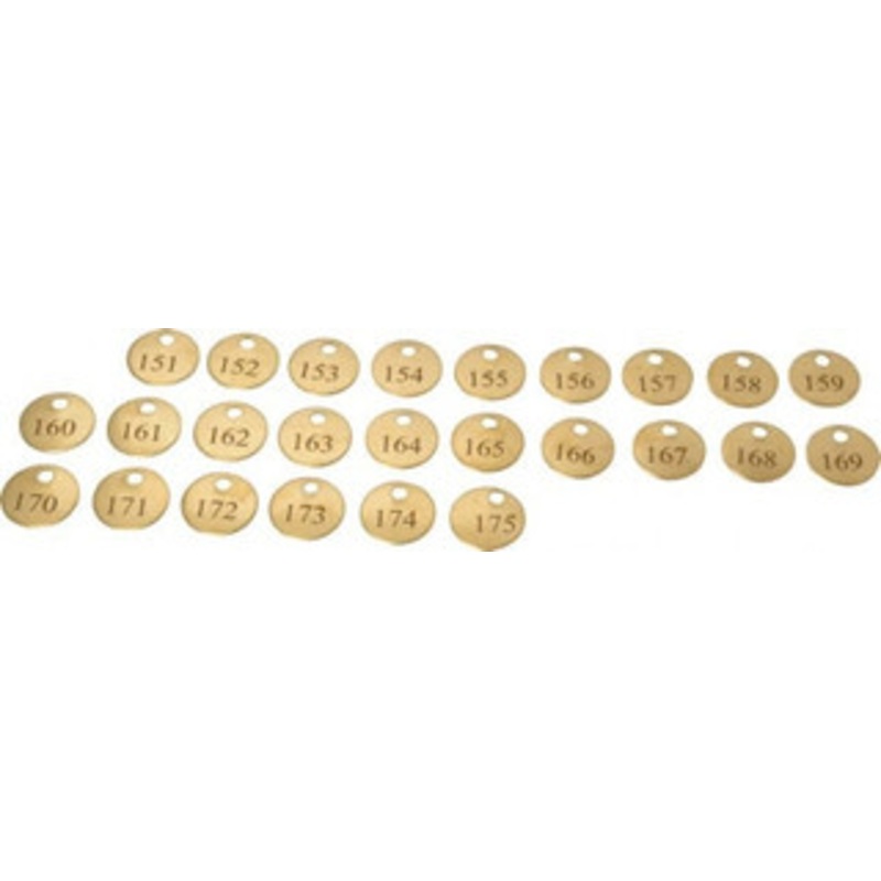 Value Collection 1 High x 1 Long, 151 to 175, English Safety & Facility Numbered Tag 1 Side, Brass 40009-36929172 – 36928315