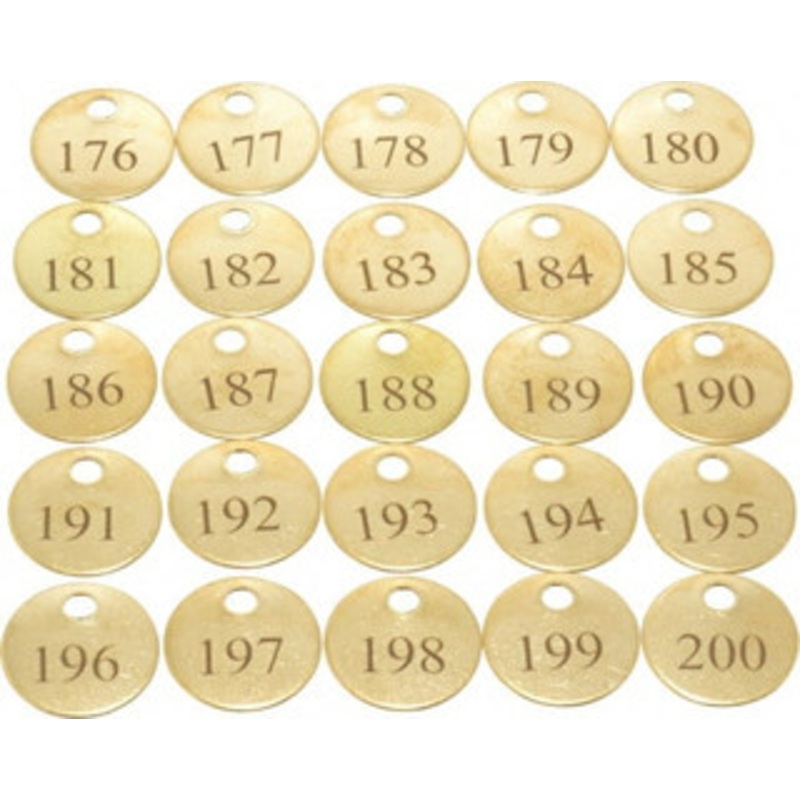 Value Collection 1 High x 1 Long, 176 to 200, English Safety & Facility Numbered Tag 1 Side, Brass 40010-36929172 – 36928323