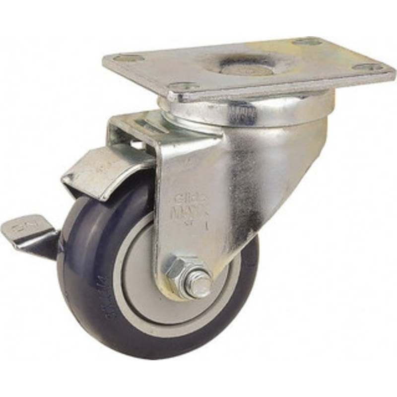 Value Collection 3 Diam x 1-1/4 Wide x 4-3/8 OAH Top Plate Mount Swivel Caster with Brake Polyurethane, 300 Lb Capacity, Ball Bearing, 2-7/8 x 3-5/8 Plate 3-30-213G-2 BRK – 66027285