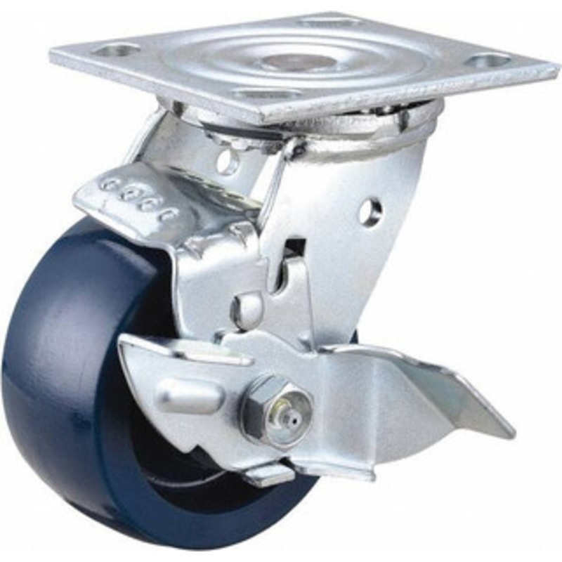 Value Collection 4 Diam x 2 Wide x 5-5/8 OAH Top Plate Mount Swivel Caster with Brake Polyurethane, 600 Lb Capacity, Roller Bearing, 4 x 4-1/2 Plate ES4X2PODTBK – 02276947