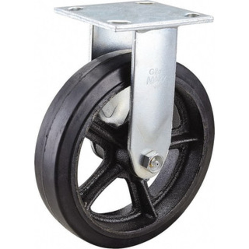 Value Collection 8 Diam x 2 Wide x 9-1/2 OAH Top Plate Mount Rigid Caster Rubber, 600 Lb Capacity, Roller Bearing, 4 x 4-1/2 Plate ER8X2MOR – 66028366