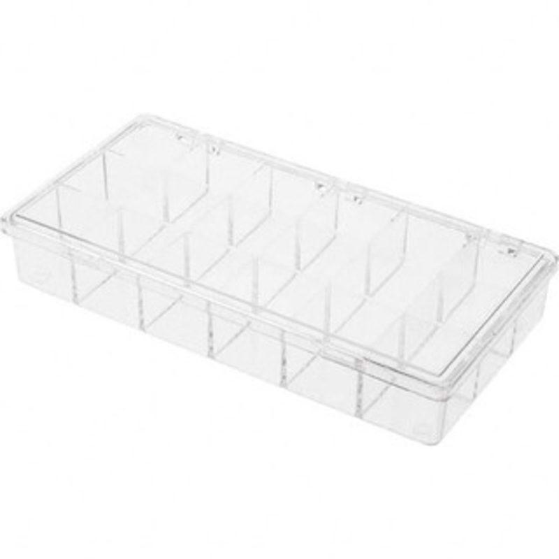 Value Collection 18 Compartment Small Parts Storage Box 8-1/4 Wide x 1-3/8 High x 4-1/4 Deep, Plastic Frame BD-80380 – 53591483