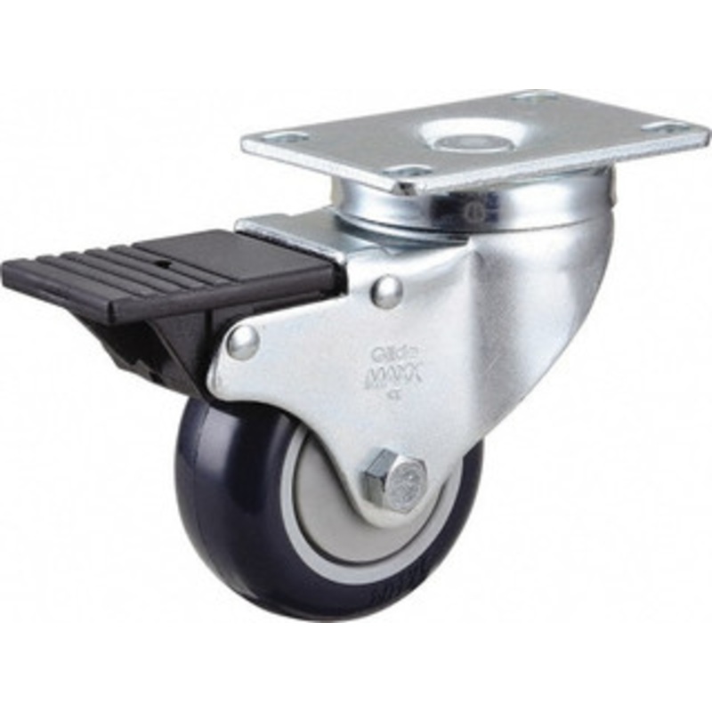 Value Collection 3 Diam x 1-1/4 Wide x 4-3/8 OAH Top Plate Mount Swivel Caster with Brake Polyurethane, 300 Lb Capacity, Ball Bearing, 2-7/8 x 3-5/8 Plate 3-30-231G-2 – 66027632