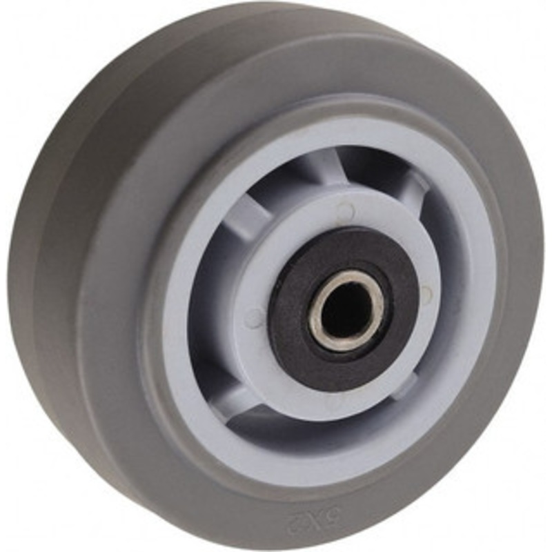 Value Collection 5 Diam x 2 Wide, Solid Rubber Caster Wheel 350 Lb. Capacity, 2-3/16 Hub Length, 1/2 Axle Diam, Roller Bearing WH5X2TPRR – 02275238