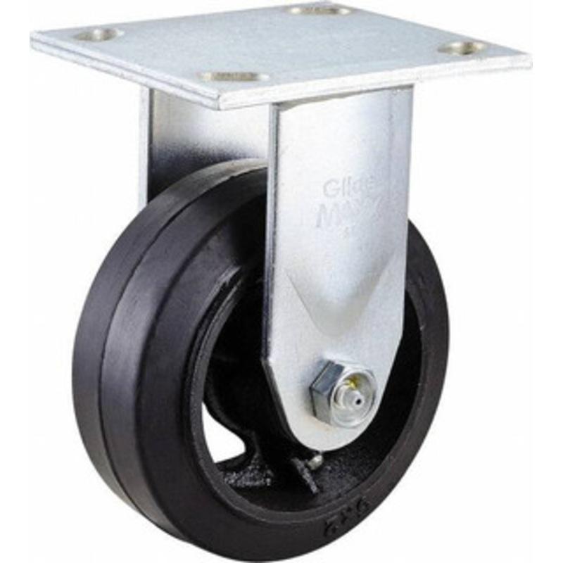 Value Collection 5 Diam x 2 Wide x 6-1/2 OAH Top Plate Mount Rigid Caster Rubber, 500 Lb Capacity, Roller Bearing, 4 x 4-1/2 Plate ER5X2MOR – 89765127